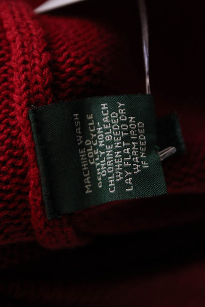 LRL Lauren Jeans Womens Pullover Sweater Red Cotton Collared Long Sleeve Size M