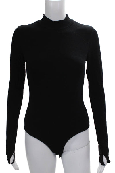 Intimately Free People Women Bodysuit Black Rayon Long Sleeve Size S