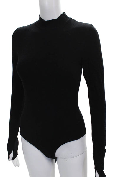 Intimately Free People Women Bodysuit Black Rayon Long Sleeve Size S