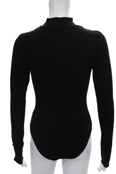 Intimately Free People Women Bodysuit Black Rayon Long Sleeve Size S
