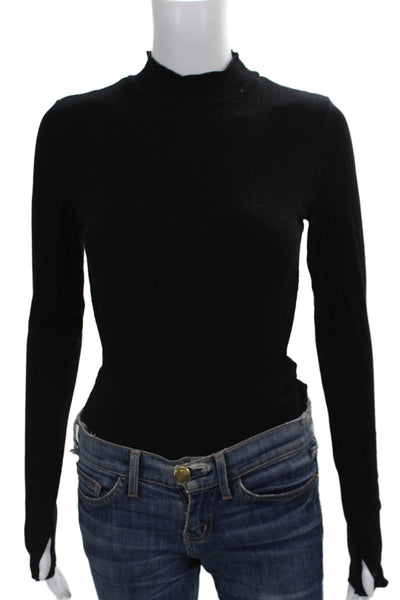 Intimately Free People Women Bodysuit Black Rayon Long Sleeve Size S