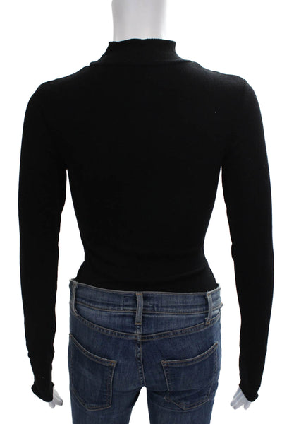 Intimately Free People Women Bodysuit Black Rayon Long Sleeve Size S