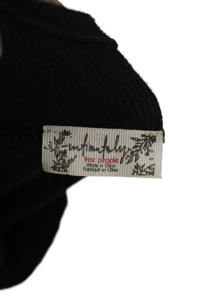Intimately Free People Women Bodysuit Black Rayon Long Sleeve Size S