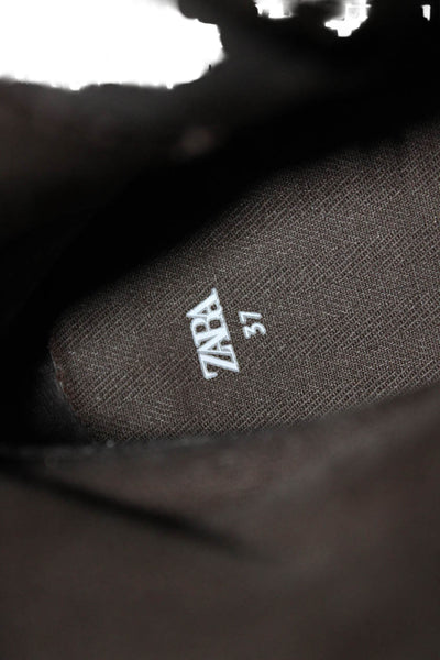 Zara Womens Suede Square Mid-Calf Boots Brown Size 37 7