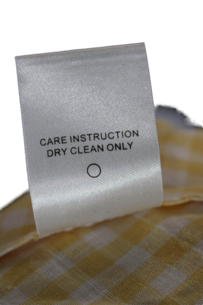 LPA Women Yellow Check Wrap Midi Skirt Cotton Tie Closure Size XS