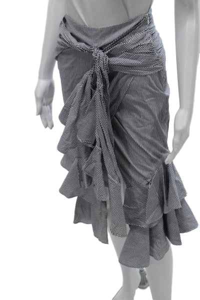 Intermix Women Wrap Cotton Striped Knee Length Skirt Hook & Eye Petite Size S