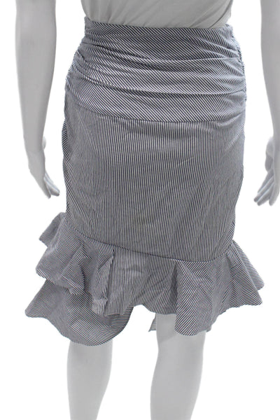 Intermix Women Wrap Cotton Striped Knee Length Skirt Hook & Eye Petite Size S
