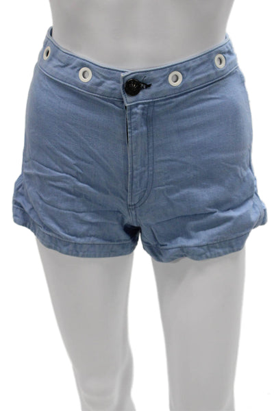 Rag & Bone Womens Hot Pants Blue Cotton Button Size 28