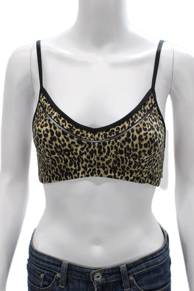 The Upside Womens Leopard Print Sports Bra Brown Size 6