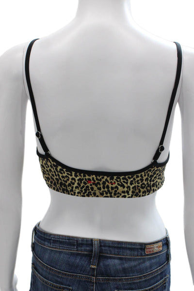 The Upside Womens Leopard Print Sports Bra Brown Size 6