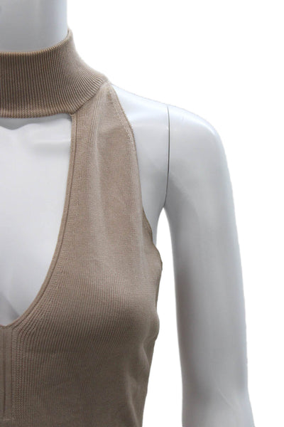 Intermix Womens Beige Halter Sleeveless Basic Tank Polyester Petite Size S