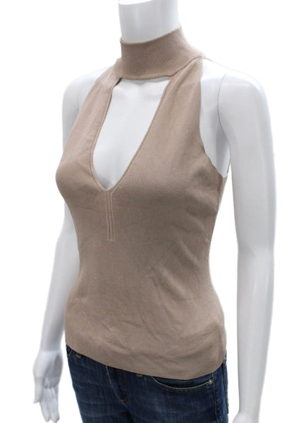 Intermix Womens Beige Halter Sleeveless Basic Tank Polyester Petite Size S