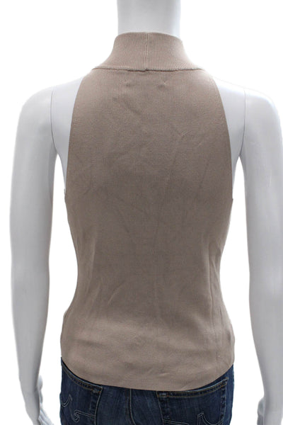 Intermix Womens Beige Halter Sleeveless Basic Tank Polyester Petite Size S
