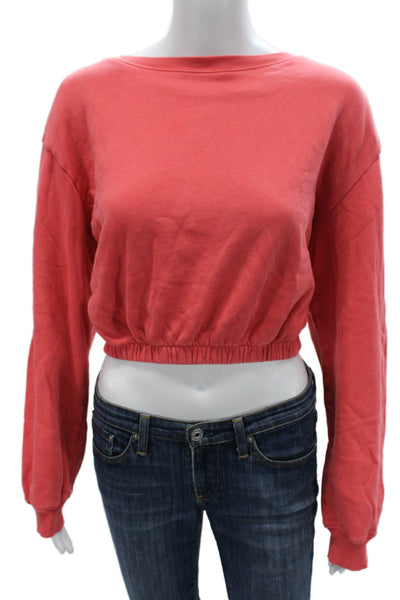 The Westside Womens Red Cotton Boat Neck Pullover Long Sleeve Size M