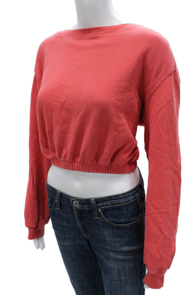 The Westside Womens Red Cotton Boat Neck Pullover Long Sleeve Size M