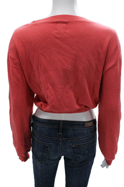 The Westside Womens Red Cotton Boat Neck Pullover Long Sleeve Size M