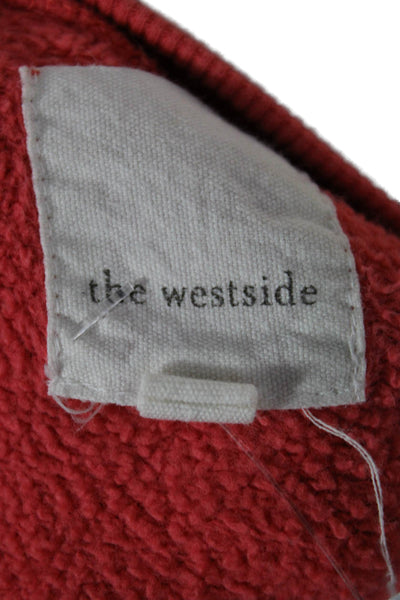 The Westside Womens Red Cotton Boat Neck Pullover Long Sleeve Size M