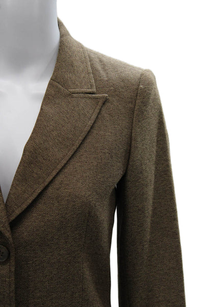 Hennes Womens Brown Herringbone Overcoat Button Long Sleeve Polyester Size 34