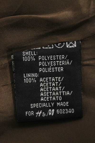 Hennes Womens Brown Herringbone Overcoat Button Long Sleeve Polyester Size 34