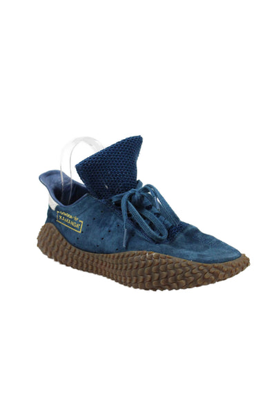 Adidas Mens Suede Kamanda Lace Up Gum Sole Sneakers Blue Size 7.5