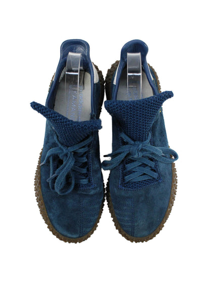Adidas Mens Suede Kamanda Lace Up Gum Sole Sneakers Blue Size 7.5