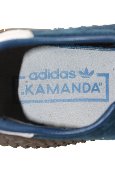 Adidas Mens Suede Kamanda Lace Up Gum Sole Sneakers Blue Size 7.5