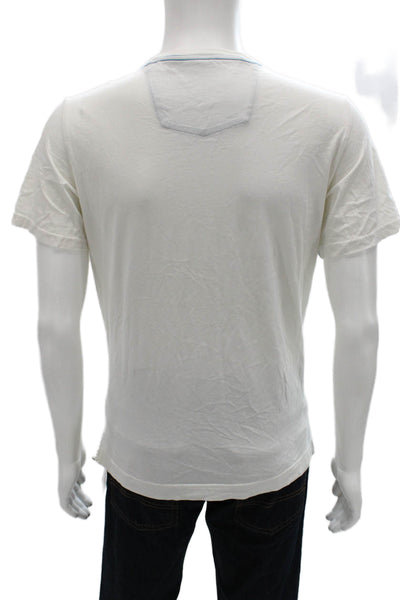 Robert Graham Mens T-Shirt White V-Neck Graphic Punk Cotton Short Sleeve Size L