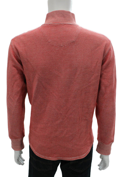 Robert Graham Mens Cotton Striped Mock Neck Pullover Sweater Red Size L
