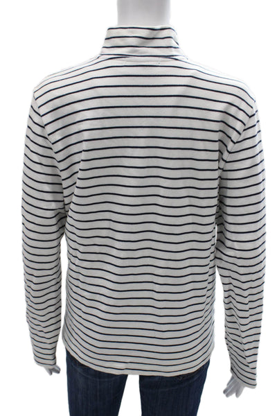Lauren Ralph Lauren Women Pullover Mock Neck Striped Cotton Size M