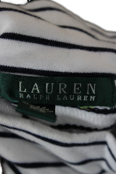 Lauren Ralph Lauren Women Pullover Mock Neck Striped Cotton Size M