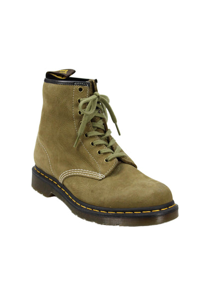 Dr. Martens Womens Suede Lace Up Ankle Boots Olive Green Size 9