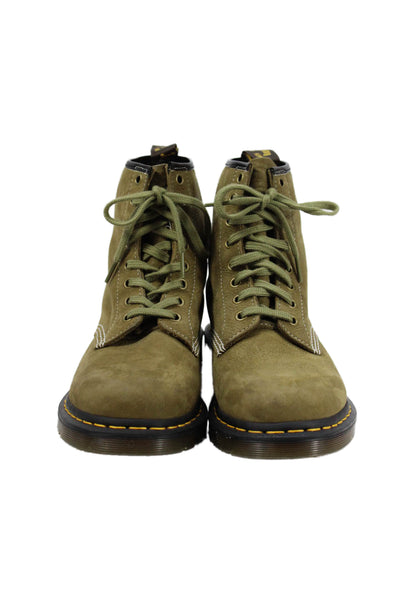 Dr. Martens Womens Suede Lace Up Ankle Boots Olive Green Size 9