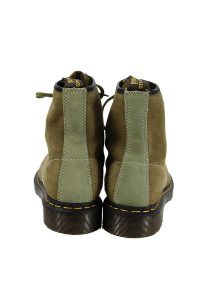 Dr. Martens Womens Suede Lace Up Ankle Boots Olive Green Size 9