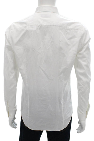 Theory Mens Cotton Long Sleeve Button Up Shirt White Size 15R