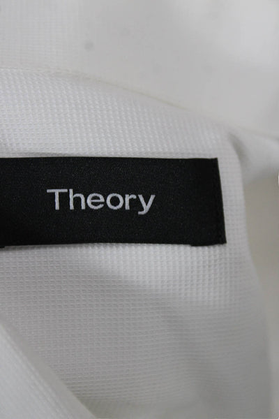 Theory Mens Cotton Long Sleeve Button Up Shirt White Size 15R