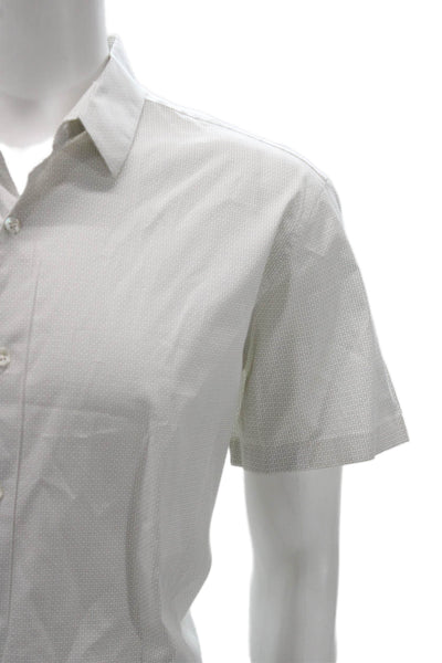 Theory Mens Collared Geometric Cotton Short Sleeve Button Up Shirt Size XL