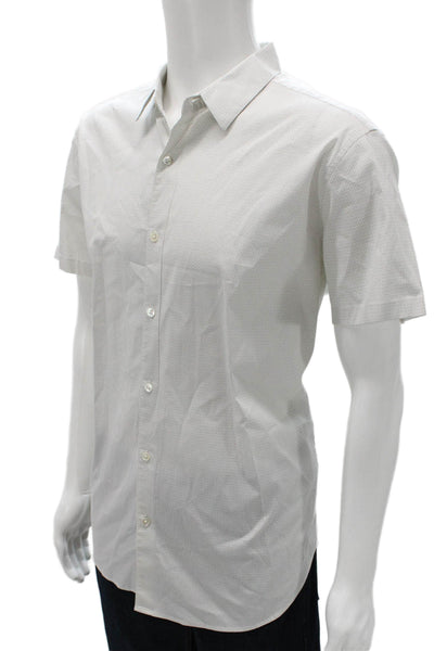 Theory Mens Collared Geometric Cotton Short Sleeve Button Up Shirt Size XL