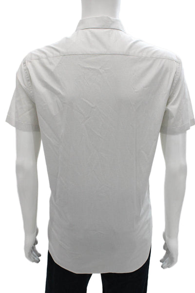 Theory Mens Collared Geometric Cotton Short Sleeve Button Up Shirt Size XL