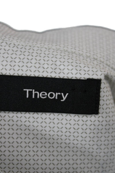 Theory Mens Collared Geometric Cotton Short Sleeve Button Up Shirt Size XL