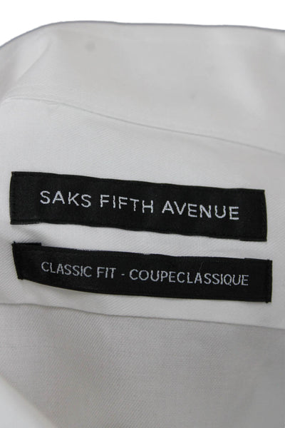 Saks Fifth Avenue Cotton Long Sleeve Button Up Shirt White Size 16.5 34/35