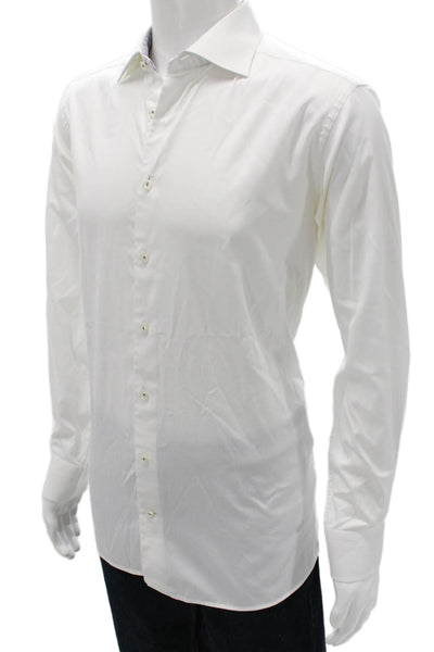 Eton Cotton Collared Long Sleeve Button Up Shirt White Size 41 16