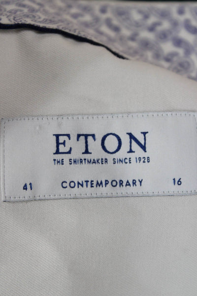 Eton Cotton Collared Long Sleeve Button Up Shirt White Size 41 16