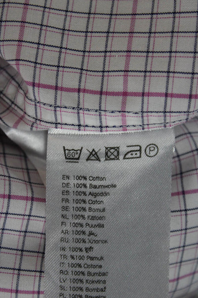 Eton Cotton Checkered Long Sleeve Button Up Shirt Pink Size 42 16.5