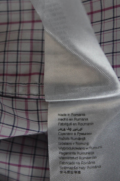 Eton Cotton Checkered Long Sleeve Button Up Shirt Pink Size 42 16.5