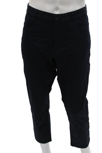 Theory Mens Cropped Nylon Pants Blue Button Closure Size 38
