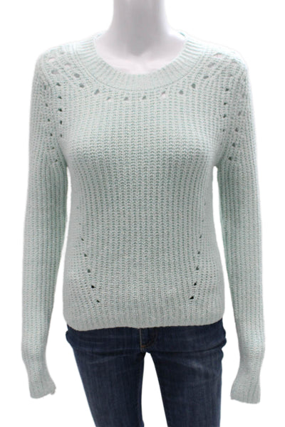 Open Edit Women Pullover Sweater Blue Crew Neck Long Sleeve Solid Size XS