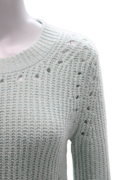 Open Edit Women Pullover Sweater Blue Crew Neck Long Sleeve Solid Size XS