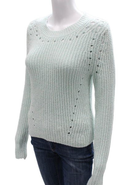 Open Edit Women Pullover Sweater Blue Crew Neck Long Sleeve Solid Size XS