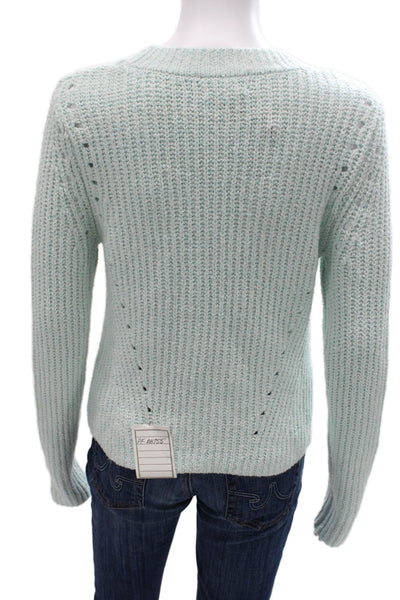 Open Edit Women Pullover Sweater Blue Crew Neck Long Sleeve Solid Size XS