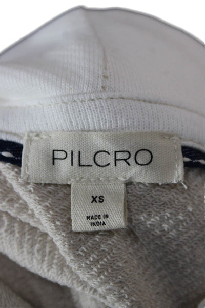 Pilcro Anthropologie Womens Pullover Hoodie Beige V-Neck Colorblock Size XS